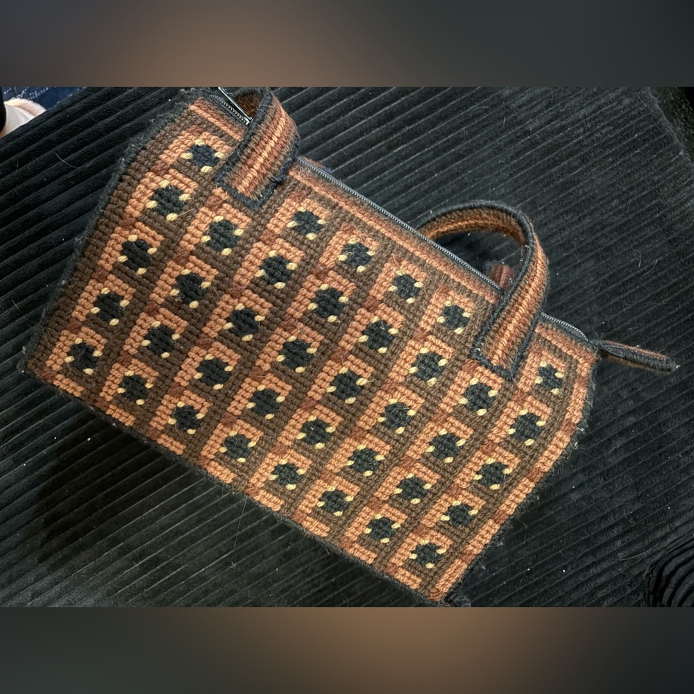 Handmade knitted/crochet structured satchel